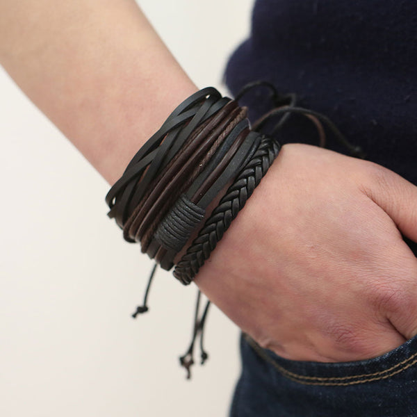 Bracelet homme Nomade en cuir tressé