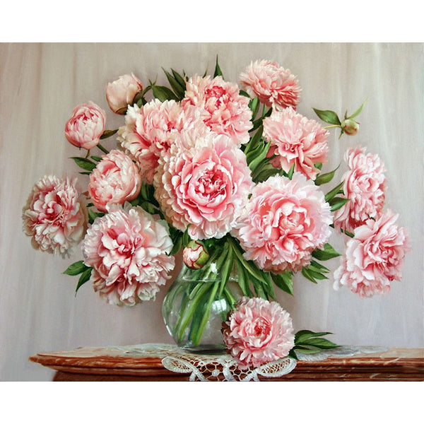 Tableau facile : Bouquet de pivoines